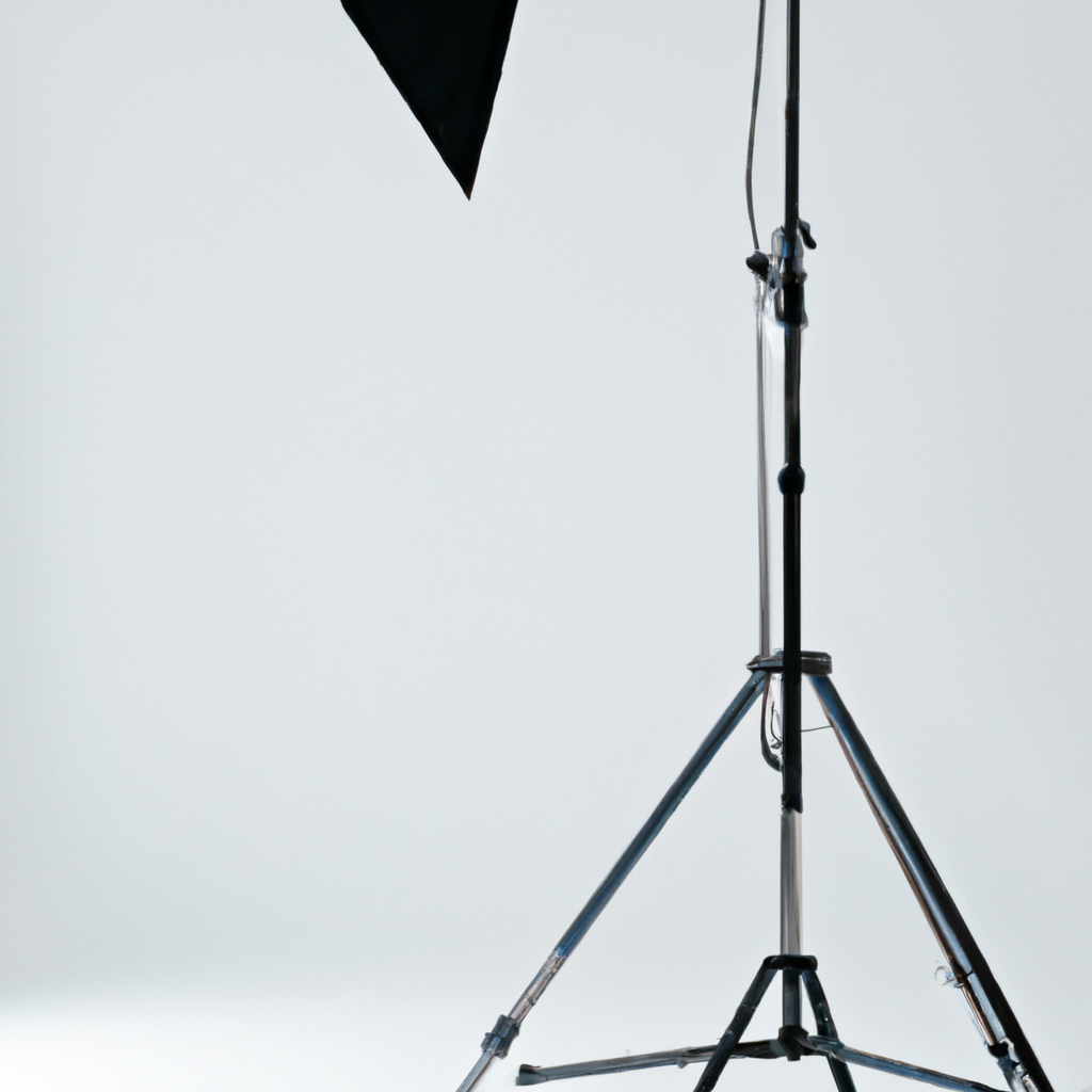 Configuración de cámara con softbox en estudio blanco minimalista